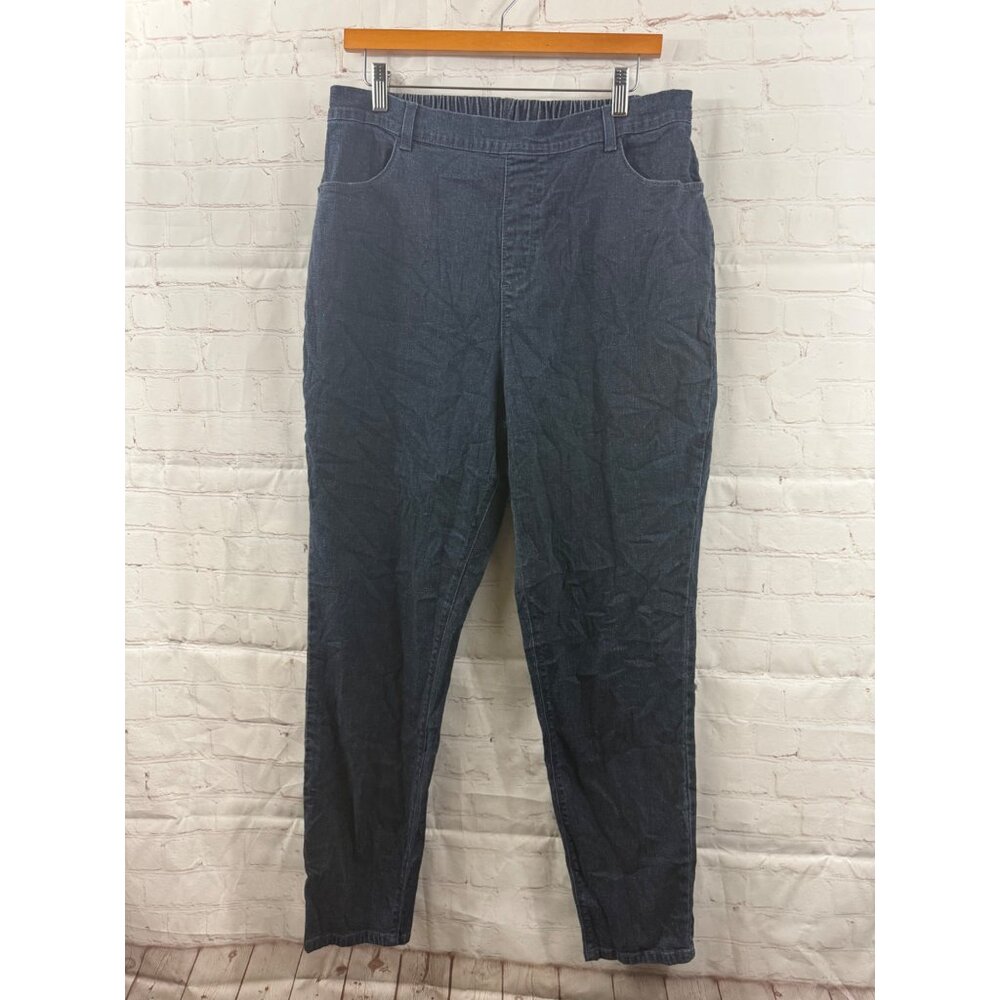 D & Co Pull On Elastic Waist Jeans Womens Size XL Blue 4 Pockets Denim